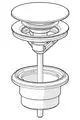Ablaufgarnitur in Chrom-Design mit Push-Open-Funktion von HANSA, bestehend aus einem oberen Deckel und einem vertikalen Stangenelement zur Wasserableitung.